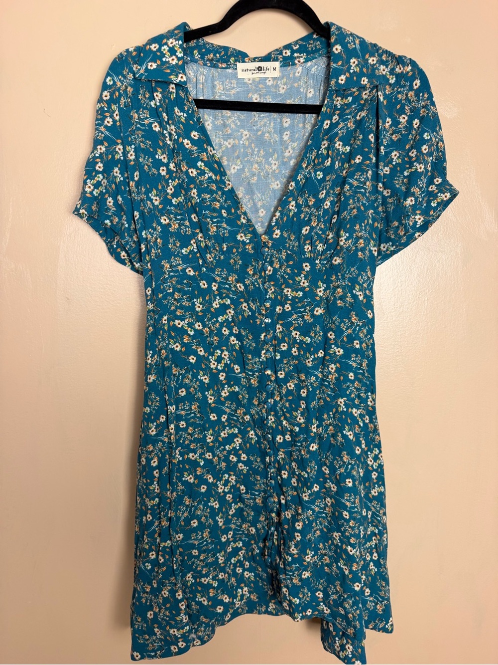Natural Life Avery button front cap sleeve dress